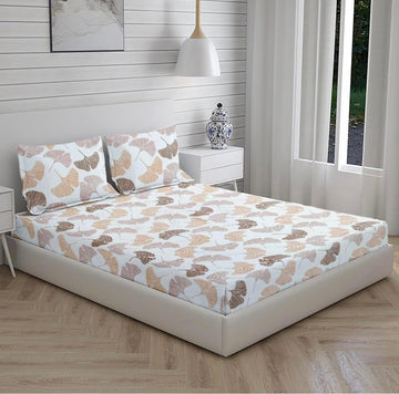 Cotton designer elastic fitted bedsheet with 2 pillow cover