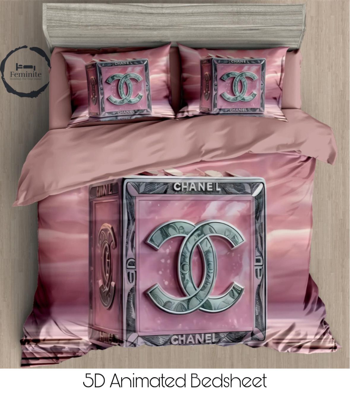 Cotton Satin silk logo branding designer bedsheet with 2 pillow cover