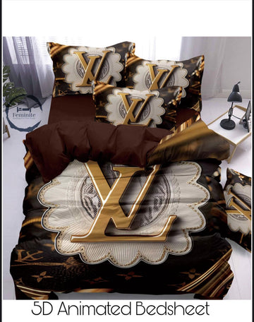 Cotton Satin silk logo branding designer bedsheet with 2 pillow cover
