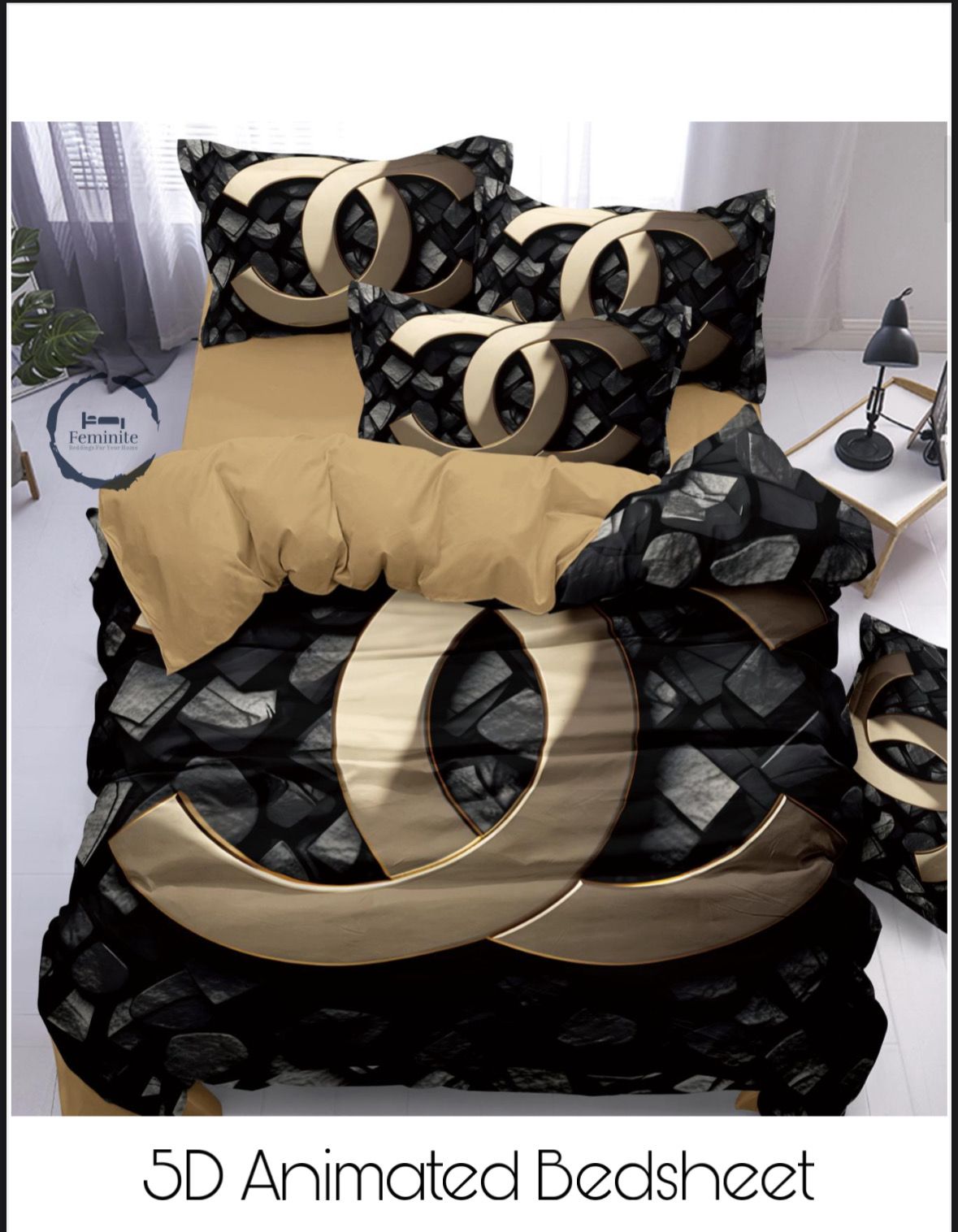 Cotton Satin silk logo branding designer bedsheet with 2 pillow cover