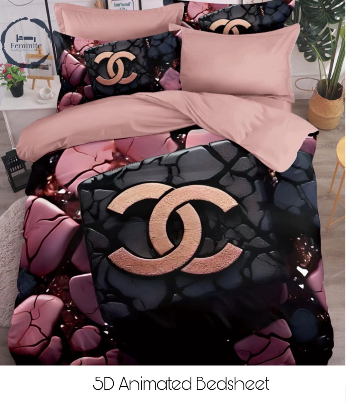 Cotton Satin silk logo branding designer bedsheet with 2 pillow cover