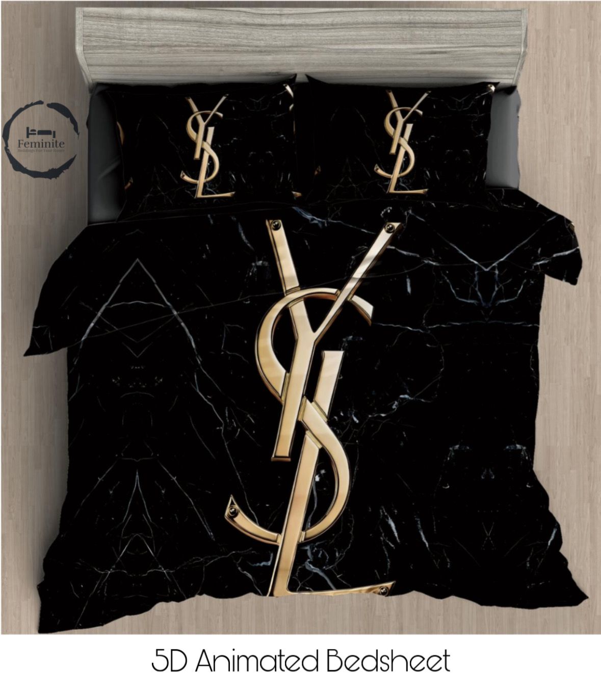 Cotton Satin silk logo branding designer bedsheet with 2 pillow cover