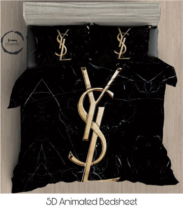 Cotton Satin silk logo branding designer bedsheet with 2 pillow cover