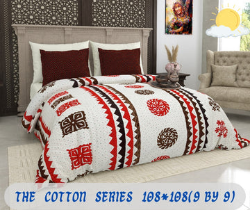 Cotton designer king size bedsheet with 2 pillow cover