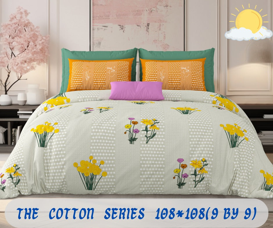 Cotton designer king size bedsheet with 2 pillow cover