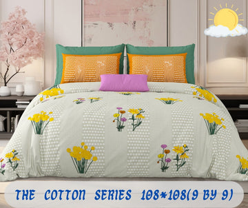 Cotton designer king size bedsheet with 2 pillow cover