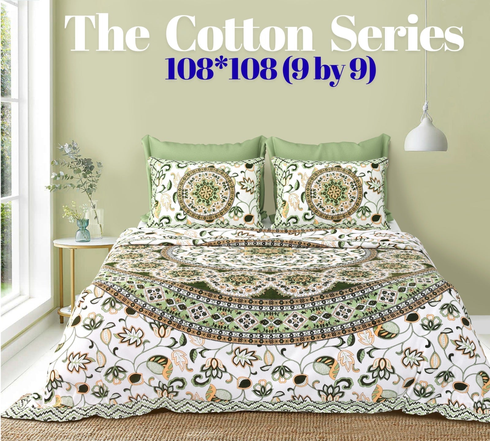 Cotton designer king size bedsheet with 2 pillow cover