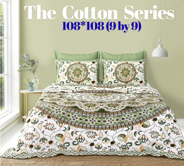 Cotton designer king size bedsheet with 2 pillow cover