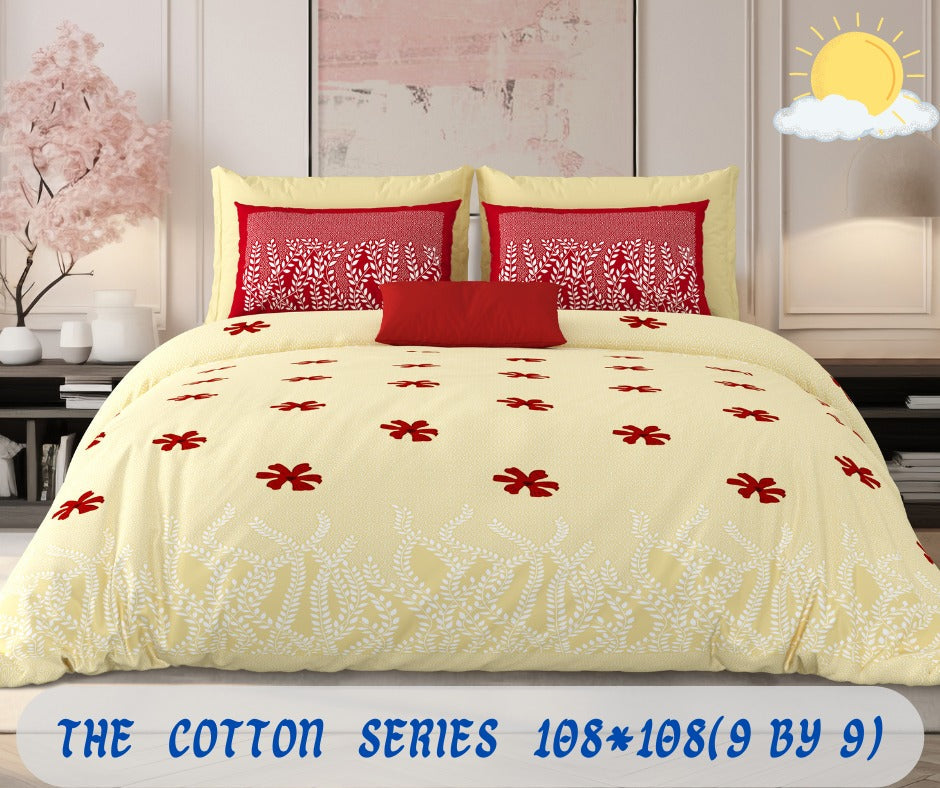 Cotton designer king size bedsheet with 2 pillow cover