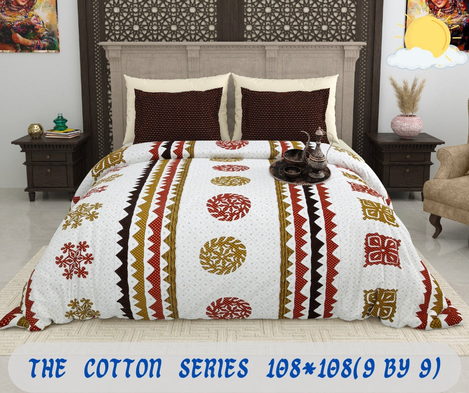 Cotton designer king size bedsheet with 2 pillow cover