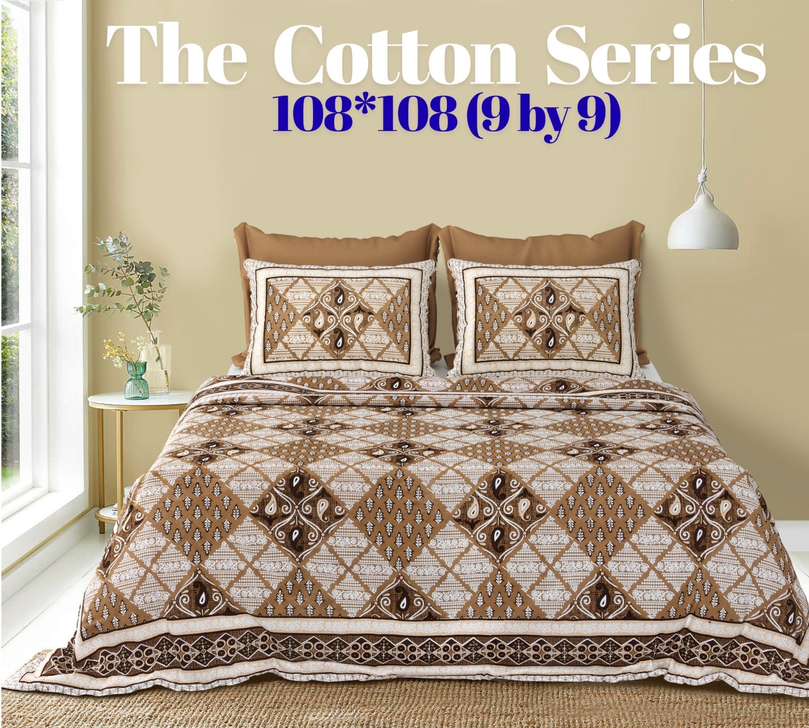 Cotton designer king size bedsheet with 2 pillow cover