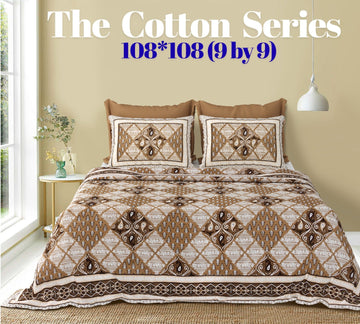 Cotton designer king size bedsheet with 2 pillow cover