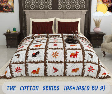 Cotton designer king size bedsheet with 2 pillow cover