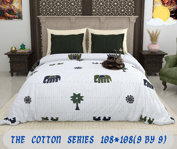 Cotton designer king size bedsheet with 2 pillow cover