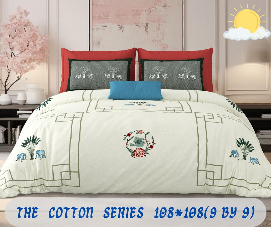 Cotton designer king size bedsheet with 2 pillow cover
