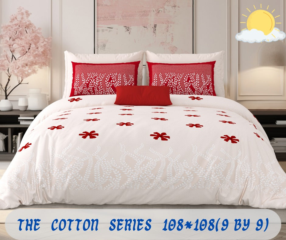 Cotton designer king size bedsheet with 2 pillow cover