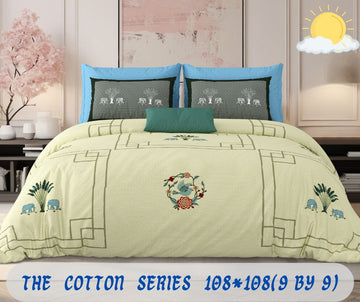 Cotton designer king size bedsheet with 2 pillow cover