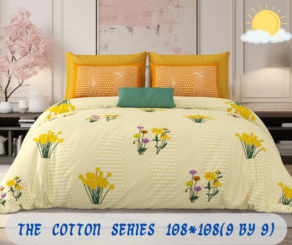 Cotton designer king size bedsheet with 2 pillow cover
