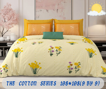 Cotton designer king size bedsheet with 2 pillow cover