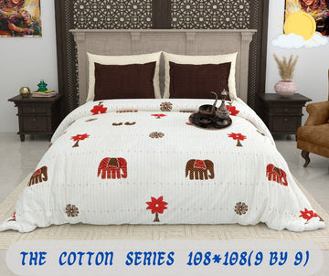 Cotton designer king size bedsheet with 2 pillow cover