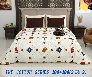 Cotton designer king size bedsheet with 2 pillow cover