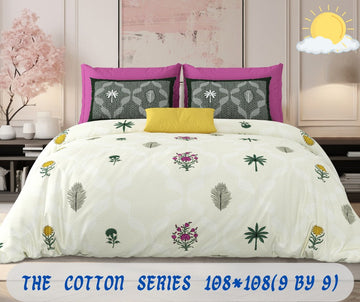 Cotton designer king size bedsheet with 2 pillow cover