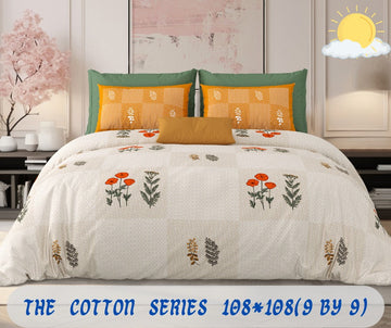Cotton designer king size bedsheet with 2 pillow cover