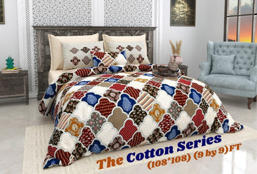 Cotton designer king size bedsheet with 2 pillow cover