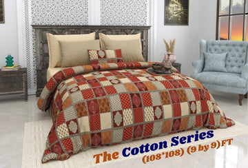 Cotton designer king size bedsheet with 2 pillow cover