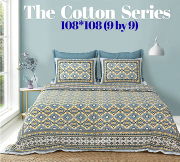 Cotton designer king size bedsheet with 2 pillow cover