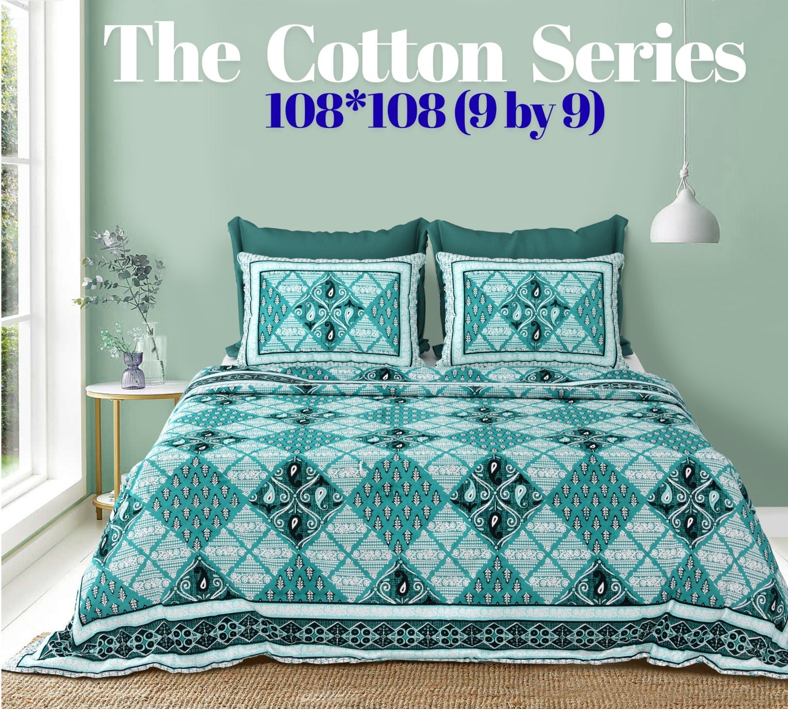 Cotton designer king size bedsheet with 2 pillow cover