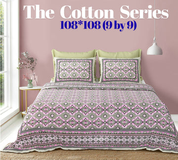 Cotton designer king size bedsheet with 2 pillow cover