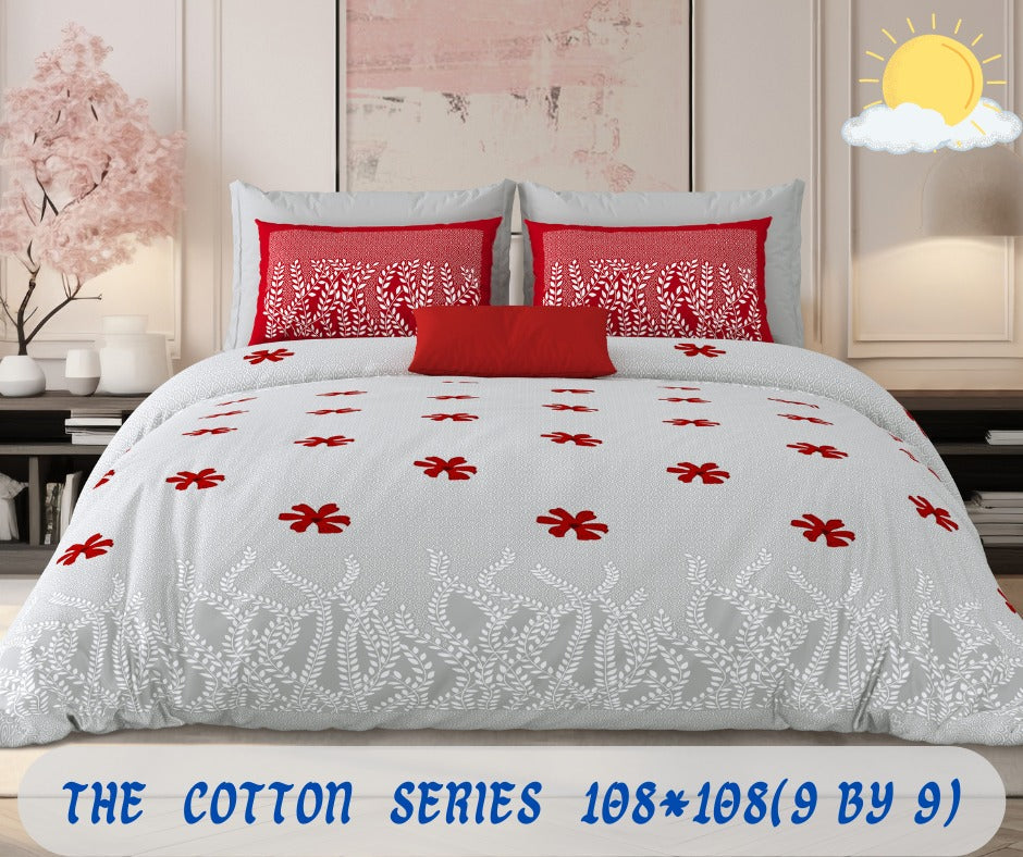 Cotton designer king size bedsheet with 2 pillow cover