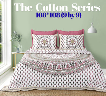 Cotton designer king size bedsheet with 2 pillow cover