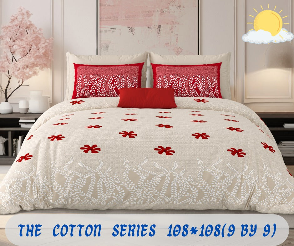 Cotton designer king size bedsheet with 2 pillow cover