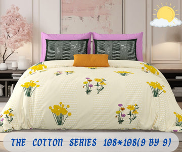 Cotton designer king size bedsheet with 2 pillow cover