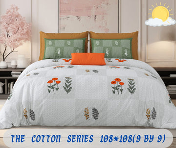 Cotton designer king size bedsheet with 2 pillow cover