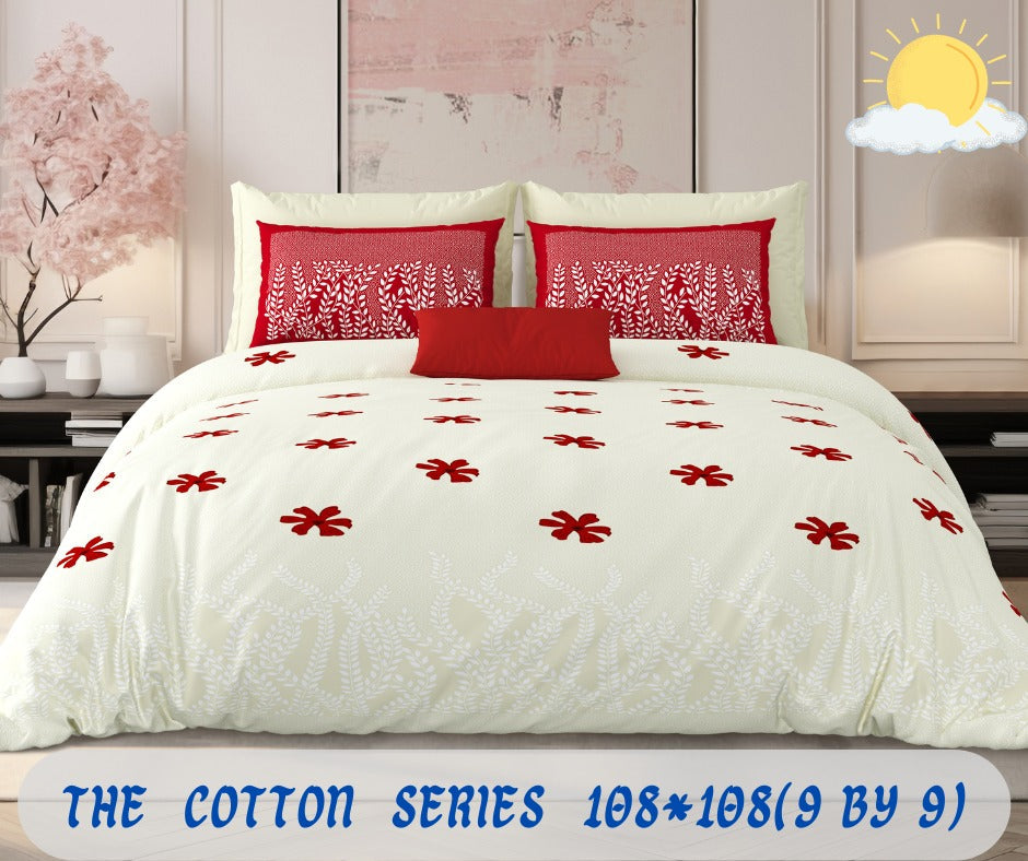 Cotton designer king size bedsheet with 2 pillow cover