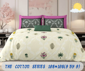 Cotton designer king size bedsheet with 2 pillow cover