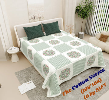 Cotton designer king size bedsheet with 2 pillow cover