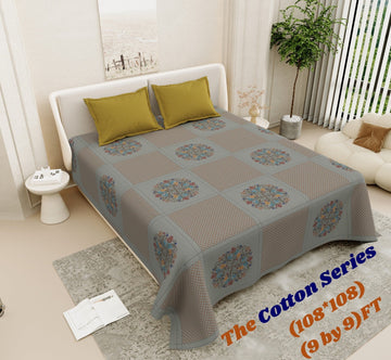 Cotton designer king size bedsheet with 2 pillow cover