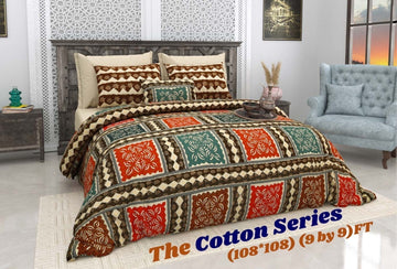 Cotton designer king size bedsheet with 2 pillow cover