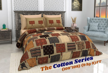 Cotton designer king size bedsheet with 2 pillow cover