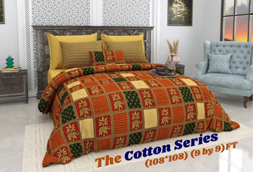 Cotton designer king size bedsheet with 2 pillow cover