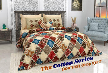 Cotton designer king size bedsheet with 2 pillow cover