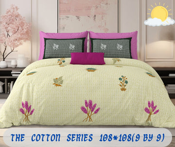 Cotton designer king size bedsheet with 2 pillow cover