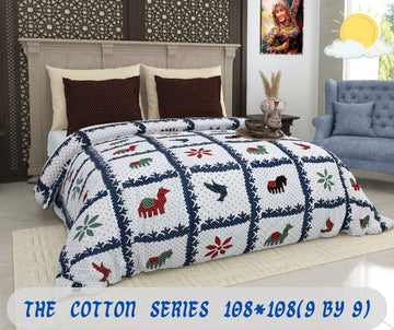 Cotton designer king size bedsheet with 2 pillow cover