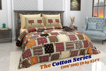 Cotton designer king size bedsheet with 2 pillow cover