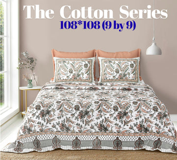 Cotton designer king size bedsheet with 2 pillow cover