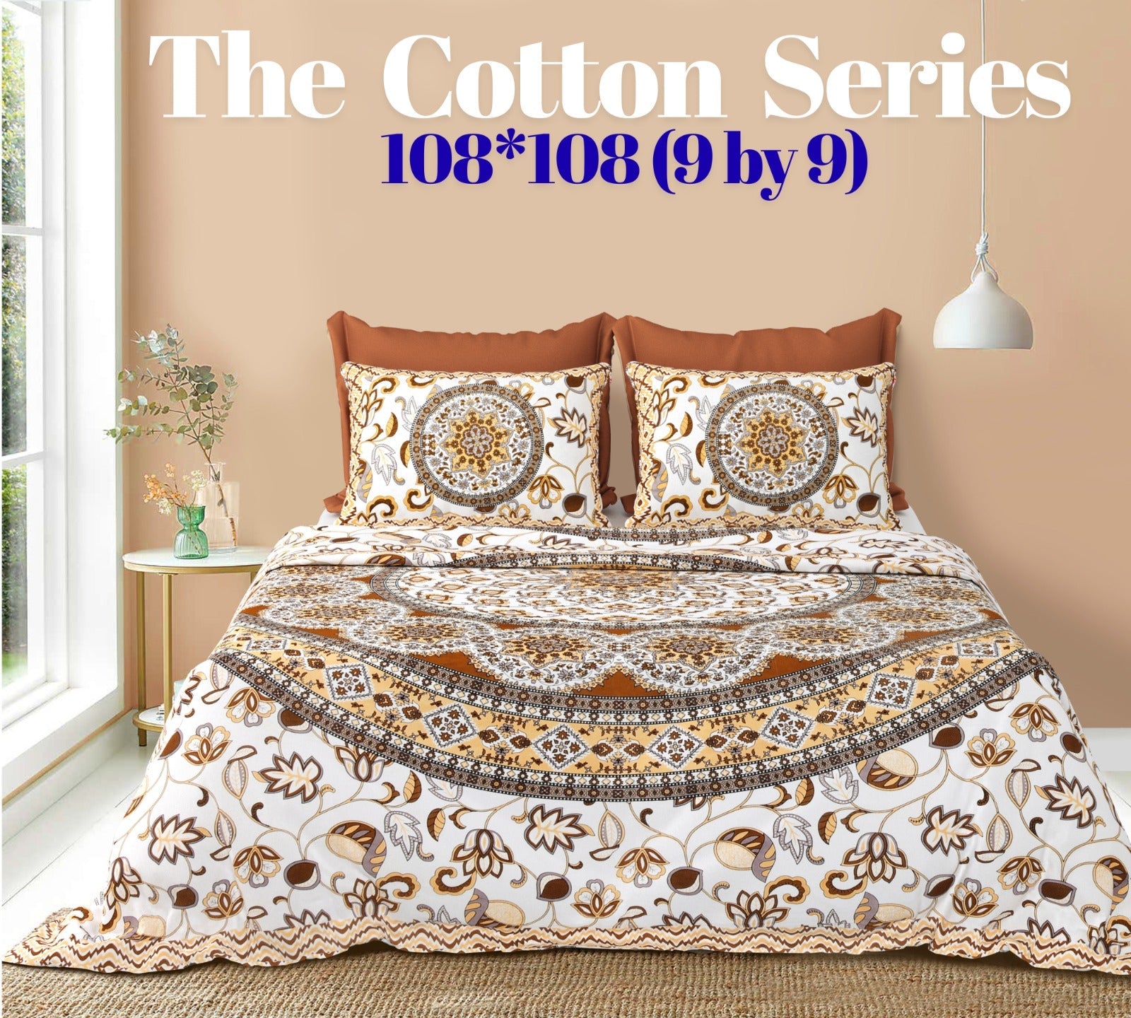 Cotton designer king size bedsheet with 2 pillow cover